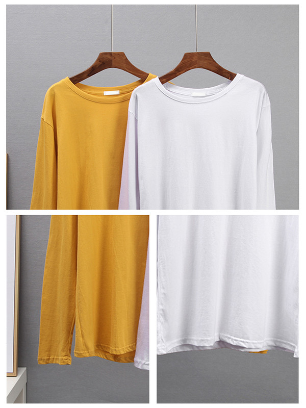 Blessyuki Ženska pamučna majica s printom velike veličine, nova, jesenska, vintage majica s dugim rukavima i O-izrezom, ženska osnovna, jednostavna majica s kratkim rukavima