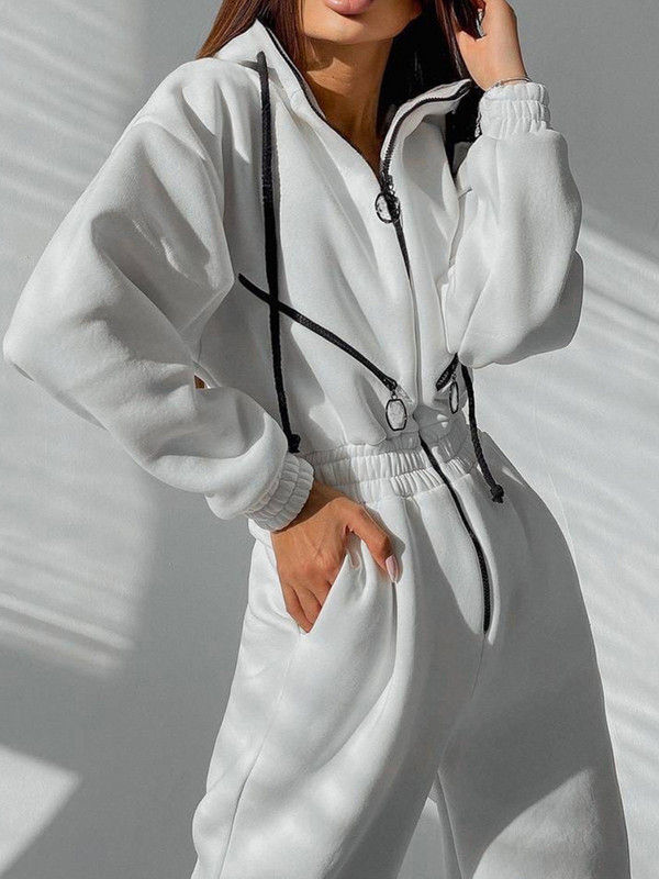 Jesen Zima Ženski ležerni kombinezoni Samostojeći ovratnik Dugi rukavi Jednodijelni kombinezon Ženski kombinezon S džepnim zatvaračem