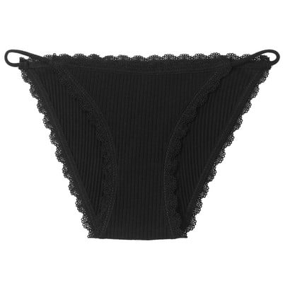 Dámske sexy bavlnené nohavičky s nízkym pásom a čipkou VKME, pohodlné, jednofarebné, bavlnené, dievčenské, mäkké, spodná bielizeň