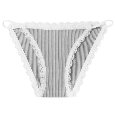 Dámske sexy bavlnené nohavičky s nízkym pásom a čipkou VKME, pohodlné, jednofarebné, bavlnené, dievčenské, mäkké, spodná bielizeň