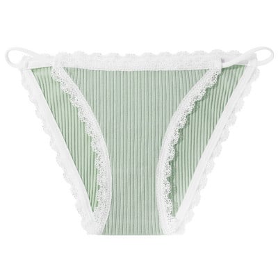 Dámske sexy bavlnené nohavičky s nízkym pásom a čipkou VKME, pohodlné, jednofarebné, bavlnené, dievčenské, mäkké, spodná bielizeň