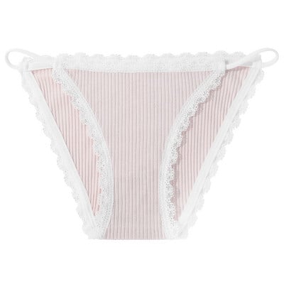 Dámske sexy bavlnené nohavičky s nízkym pásom a čipkou VKME, pohodlné, jednofarebné, bavlnené, dievčenské, mäkké, spodná bielizeň