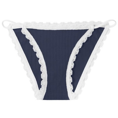 Dámske sexy bavlnené nohavičky s nízkym pásom a čipkou VKME, pohodlné, jednofarebné, bavlnené, dievčenské, mäkké, spodná bielizeň