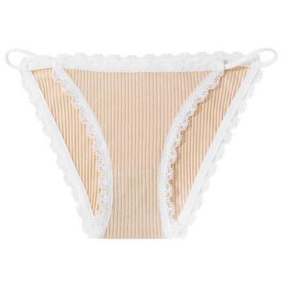 Dámske sexy bavlnené nohavičky s nízkym pásom a čipkou VKME, pohodlné, jednofarebné, bavlnené, dievčenské, mäkké, spodná bielizeň