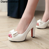 Klasické letné dámske topánky na platforme s vysokým podpätkom, dámske lodičky, sexy otvorené topánky s rybími ústami, dámske sandále s mašľou a dámske sandále