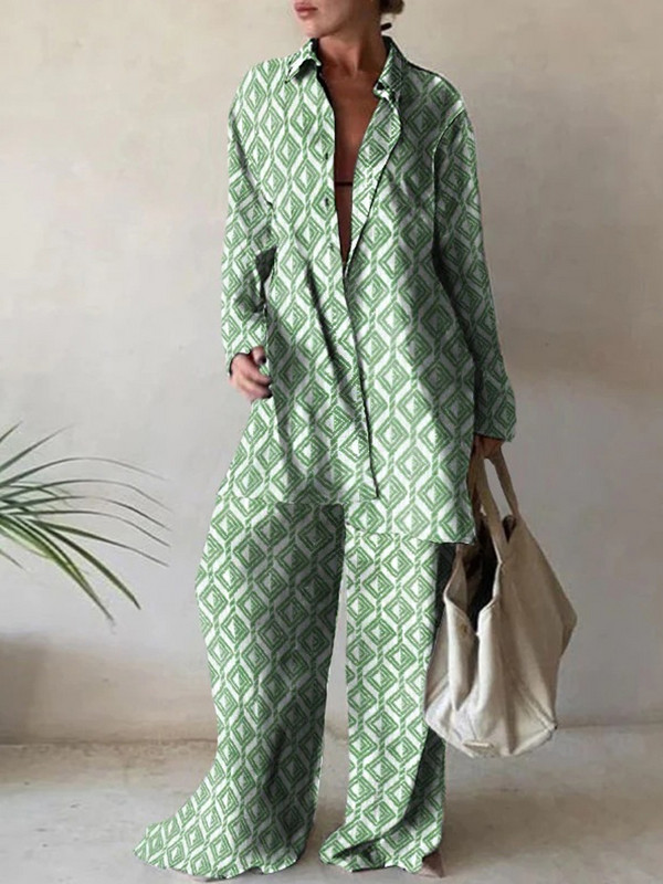 Dámsky ležérny oblek s potlačou, voľná košeľa s dlhým rukávom a rovné nohavice, dvojdielny oblek, nový elegantný kancelársky oblek z roku 2022