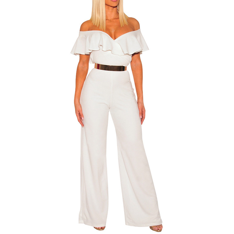 Seksi ženski kombinezon s volanima Hlače za večernje koktele Klubska odjeća