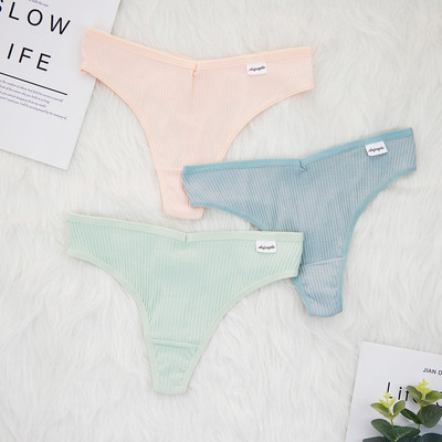 Lenjerie de corp sexy Chiloți Doamnelor Decoltate Thong Bumbac G String Femei Sex Sport Tanga Thread Pantaloni scurti respirabili 3 buc/loturi