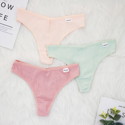 Lenjerie de corp sexy Chiloți Doamnelor Decoltate Thong Bumbac G String Femei Sex Sport Tanga Thread Pantaloni scurti respirabili 3 buc/loturi