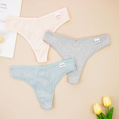 Lenjerie de corp sexy Chiloți Doamnelor Decoltate Thong Bumbac G String Femei Sex Sport Tanga Thread Pantaloni scurti respirabili 3 buc/loturi