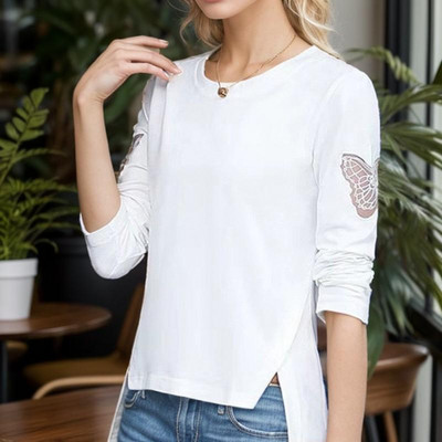 2023 100% bavlnené tričko pre ženy, jarná móda s dlhým rukávom, dámske tričko s výstrihom do O-krku, voľné dámske košele v európskom štýle