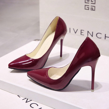 Голи помпи за жени Обувки на висок ток Дамски модни лачени секси обувки с остър пръст Сватбени обувки с тънък ток 2023 г.