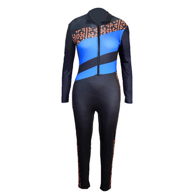 Sexy zips s hlbokým výstrihom do V, dámske dlhé rukávy, klubové oblečenie, priliehavé párty overaly, dámsky overal s potlačou, plus veľkosť S-2XL