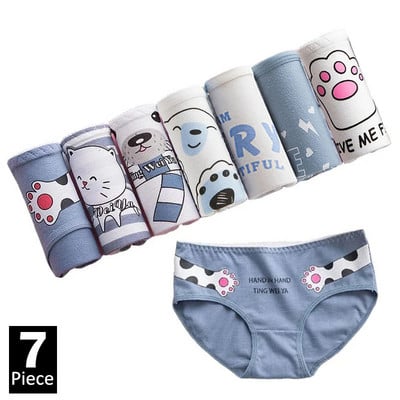 7Pcs/Lot Žensko donje rublje Pamučne gaćice s crtanim motivima Prozračne gaćice Djevojačke mekane gaćice Intimno rublje za žene Seksi donje rublje
