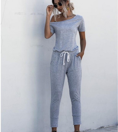 Ljeto Jedno rame Džepovi na vezanje Duge hlače Seksi kombinezon Ženski kratki rukavi Ležerna odjeća Ulična odjeća Kombinezoni za plažu