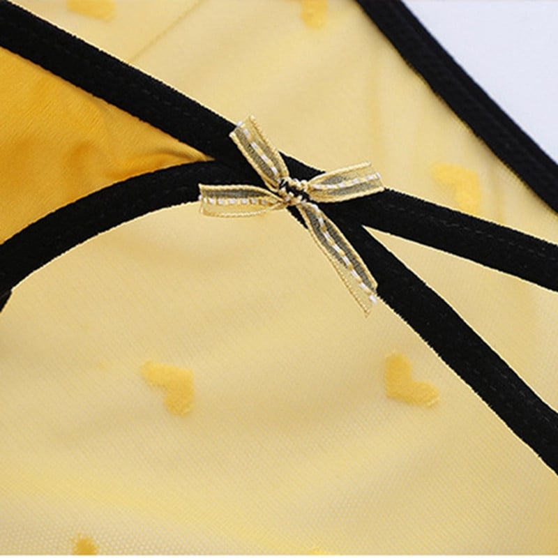 Chiloți sexy din dantelă pentru femei Chiloți delicati, moale, confortabili, din plasă, cu șireturi, cu arc, chiloți cu talie joasă