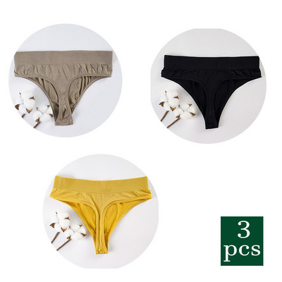 3 ks horúce sexy dámske tangá G-string nohavičky s nízkym pásom, spodná bielizeň s T-back, jednofarebné, s T-back, spodná bielizeň pre ženy