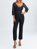 Novi elegantni ženski kombinezon širokih nogavica, jednobojni kombinezon s V izrezom i cvjetnim čipkama, odjeća za noćne klubove Ulična odjeća Vruće rasprodaje S-XL