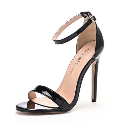 Crystal Queen Sexy Negru Rochie Femei Sandale Moda 11CM Spike Toc Înalt Pantofi de petrecere pentru Damă Plus Marime Mari 10 45 47