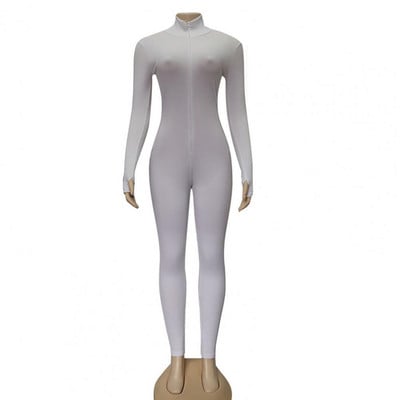 Rudeninis moterų seksualus kombinezonas Vienspalvis moterų kombinezonas Sporto salė Tvirtas sportinis kombinezonas ilgomis rankovėmis, vėžlys kaklelis, briaunotas liesas kombinezonas