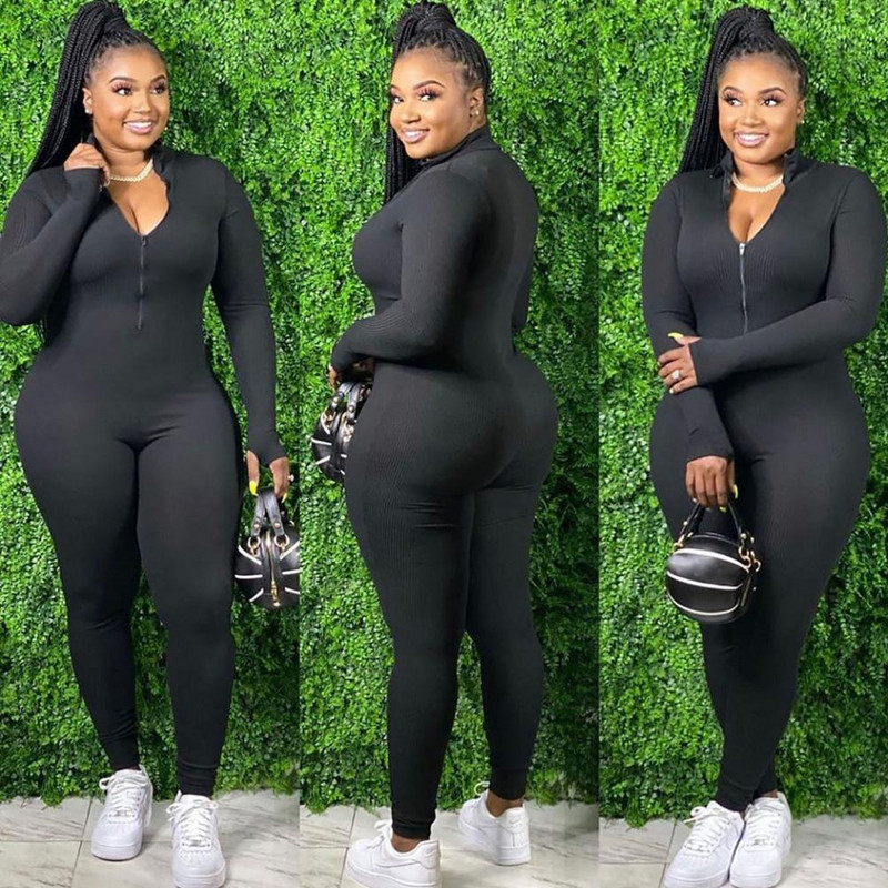 Rudeninis moterų seksualus kombinezonas Vienspalvis moterų kombinezonas Sporto salė Tvirtas sportinis kombinezonas ilgomis rankovėmis, vėžlys kaklelis, briaunotas liesas kombinezonas