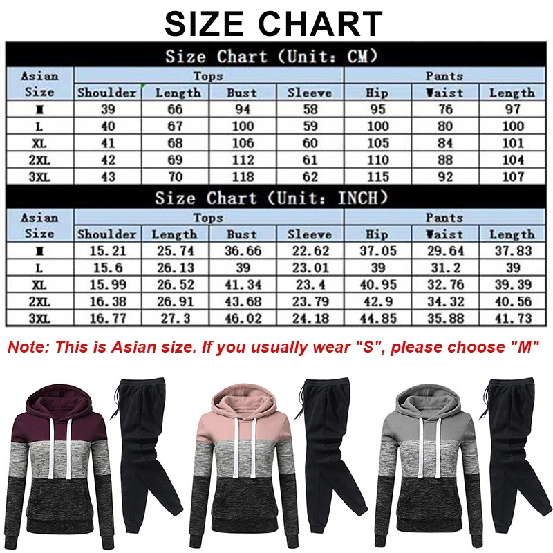 Ženska trenirka Patchwork Hoodies + Trenirka Komplet od 2 dijela Jesen Zima Moda od flisa Uobičajena ulična odjeća Ženski pulover