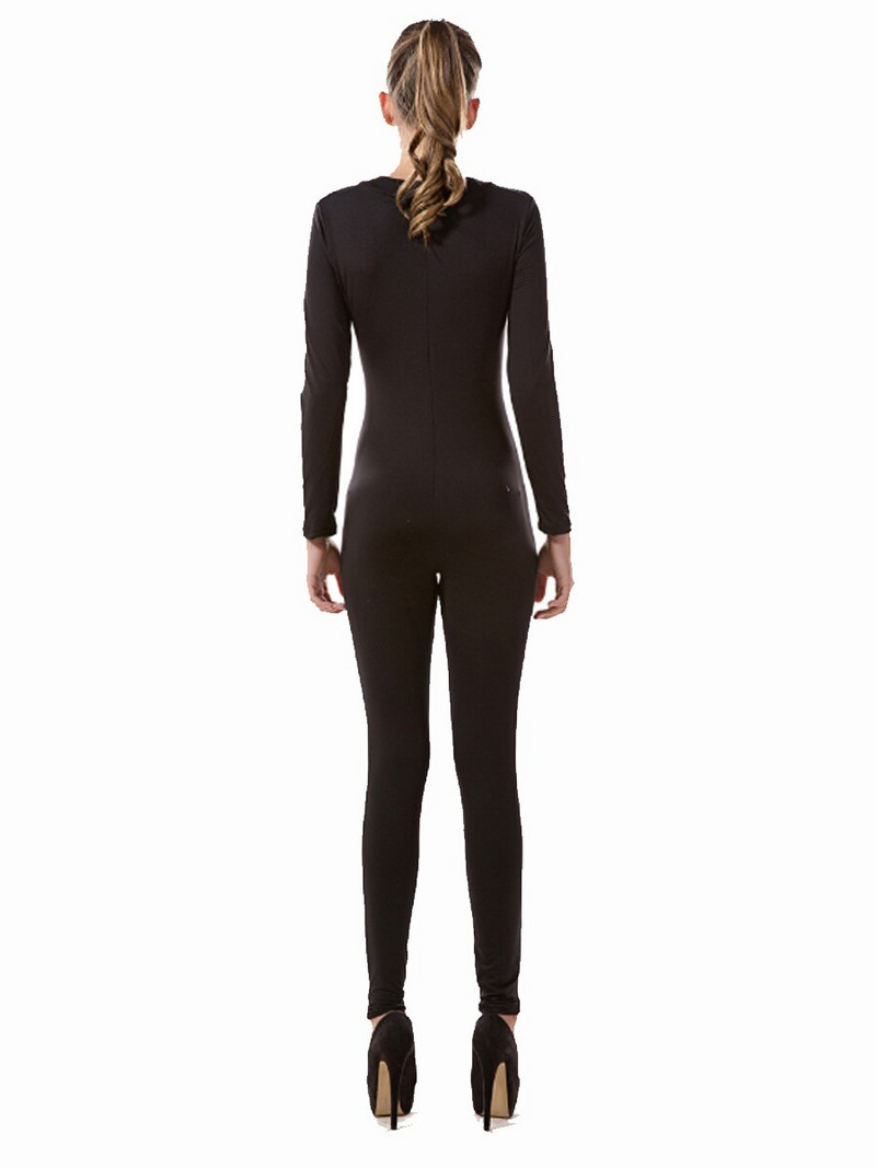 Dámsky overal s hlbokým výstrihom do V, sexy priliehavý overal s dlhým rukávom a šnurovaním