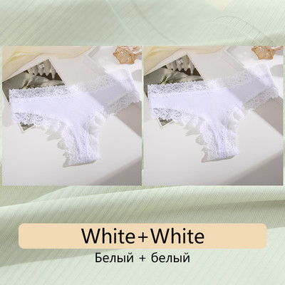 FINETOO 2PCS Žensko pamučno donje rublje Seksi čipkane gaćice s cvjetnim motivima niskog rasta Udobno donje rublje Erotsko bešavno donje rublje koje diše