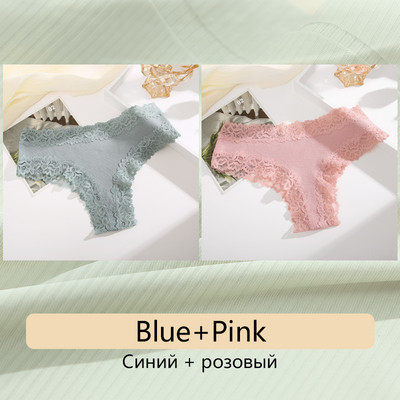 FINETOO 2PCS Žensko pamučno donje rublje Seksi čipkane gaćice s cvjetnim motivima niskog rasta Udobno donje rublje Erotsko bešavno donje rublje koje diše