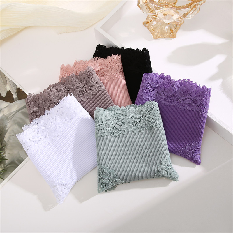 FINETOO 2PCS Žensko pamučno donje rublje Seksi čipkane gaćice s cvjetnim motivima niskog rasta Udobno donje rublje Erotsko bešavno donje rublje koje diše