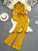 Elegantné dámske dvojdielne súpravy, voľné topy s dlhým rukávom a rozšírené nohavice, obleky, nové jesenné ležérne dámske outfity, tepláky