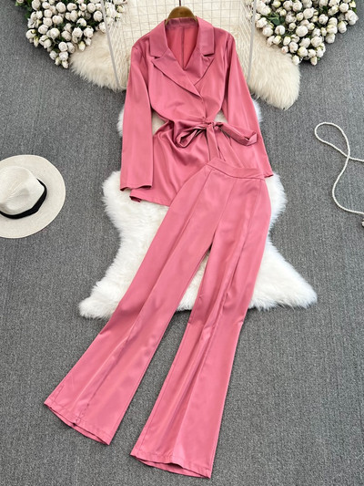 Elegantné dámske dvojdielne súpravy, voľné topy s dlhým rukávom a rozšírené nohavice, obleky, nové jesenné ležérne dámske outfity, tepláky