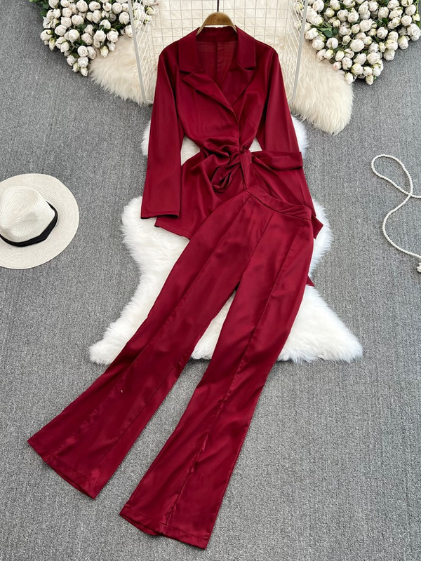 Elegantné dámske dvojdielne súpravy, voľné topy s dlhým rukávom a rozšírené nohavice, obleky, nové jesenné ležérne dámske outfity, tepláky