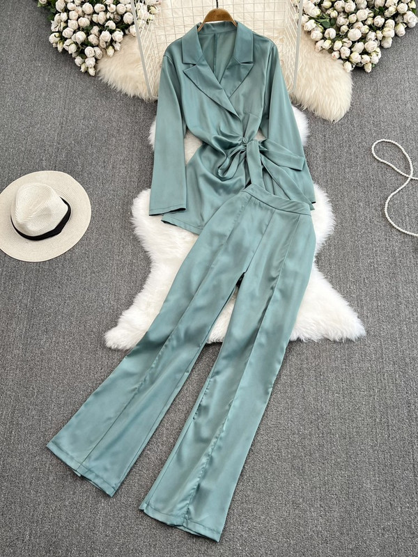 Elegantné dámske dvojdielne súpravy, voľné topy s dlhým rukávom a rozšírené nohavice, obleky, nové jesenné ležérne dámske outfity, tepláky