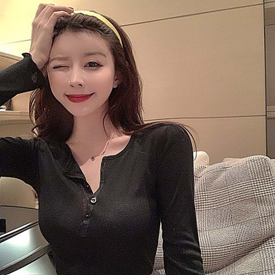 Tenké sexy klubové štíhle tričko pre ženy, tričká s dlhým rukávom, bavlnené tričká s dlhým rukávom, kórejská móda, jesenné topy, tričká, dámske tričká