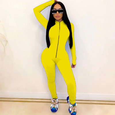 Seksi kombinezon s dolčevitom i patentnim zatvaračem Ženski kombinezon Ulična odjeća Tajice za fitnes dugih rukava Kombinezon uz tijelo Ženski kombinezon