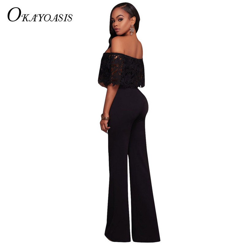 Nové dámske overaly s obväzom, sexy overal s odhalenými ramenami, jednofarebné overaly pre ženy, čipkované outfity, overal s bodkami