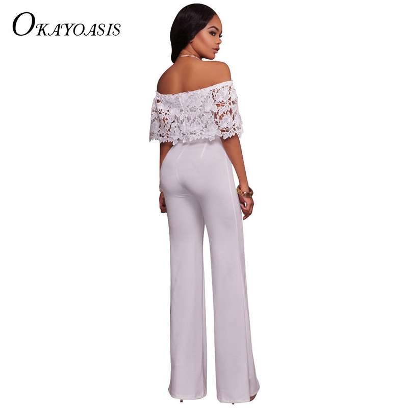 Nové dámske overaly s obväzom, sexy overal s odhalenými ramenami, jednofarebné overaly pre ženy, čipkované outfity, overal s bodkami