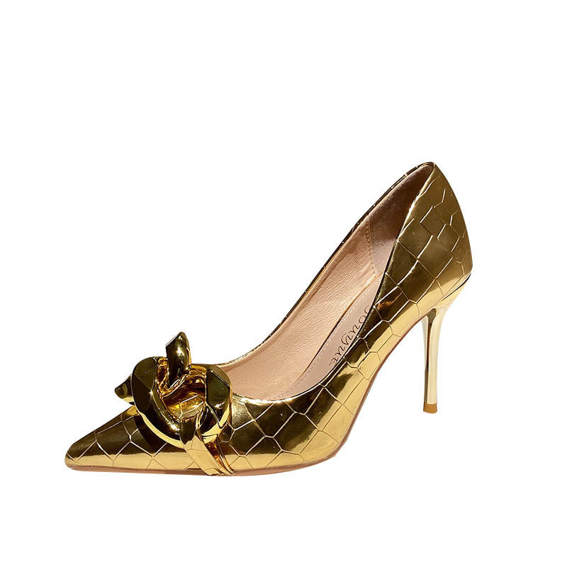 Zlatne pete Set afričkih cipela i torbica za zabavu 2023. Sandale Ženske seksi cipele na štikle Špice na vezanje Zlatne fine Najnovije bordo