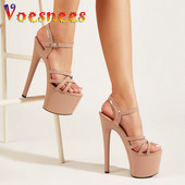 Europos ir Amerikos mados 17 cm aukštakulniai 2023 m. Vasaros nauji siaurajuosčiai sandalai Seksualūs moteriški batai su plonu kulnu su sagtimi