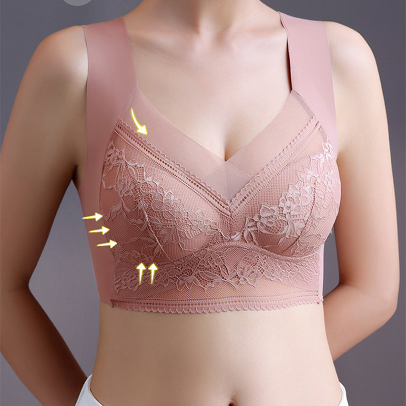 Ženski grudnjak Veliki bešavni tanki čipkani grudnjak s omotom za prsa Jednodijelni fiksni grudnjak bez čeličnog prstena Grudnjak sa prslukom Ženski