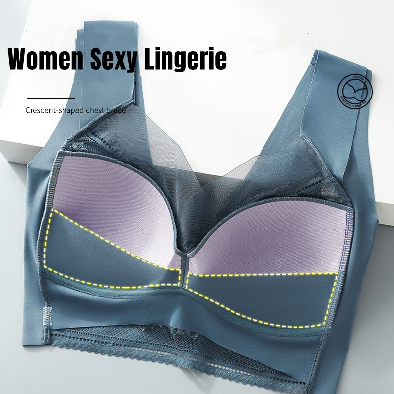 Ženski grudnjak Veliki bešavni tanki čipkani grudnjak s omotom za prsa Jednodijelni fiksni grudnjak bez čeličnog prstena Grudnjak sa prslukom Ženski