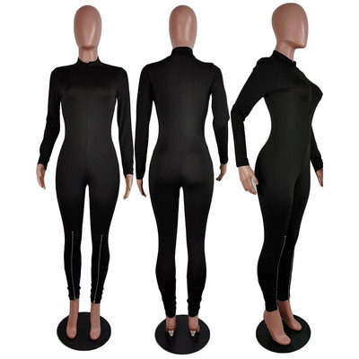 HAOYUAN Sexy Bodycon Salopetă Body cu mânecă lungă Îmbrăcăminte de modă pentru femei pentru toamnă Streetwear Side Split One Piece Club Outfits