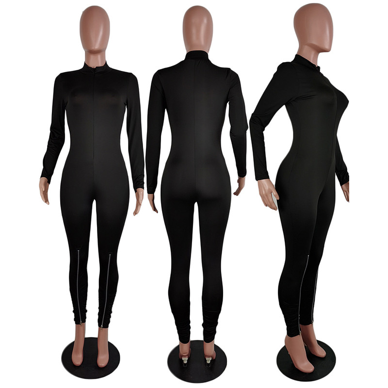 HAOYUAN Sexy Bodycon Salopetă Body cu mânecă lungă Îmbrăcăminte de modă pentru femei pentru toamnă Streetwear Side Split One Piece Club Outfits