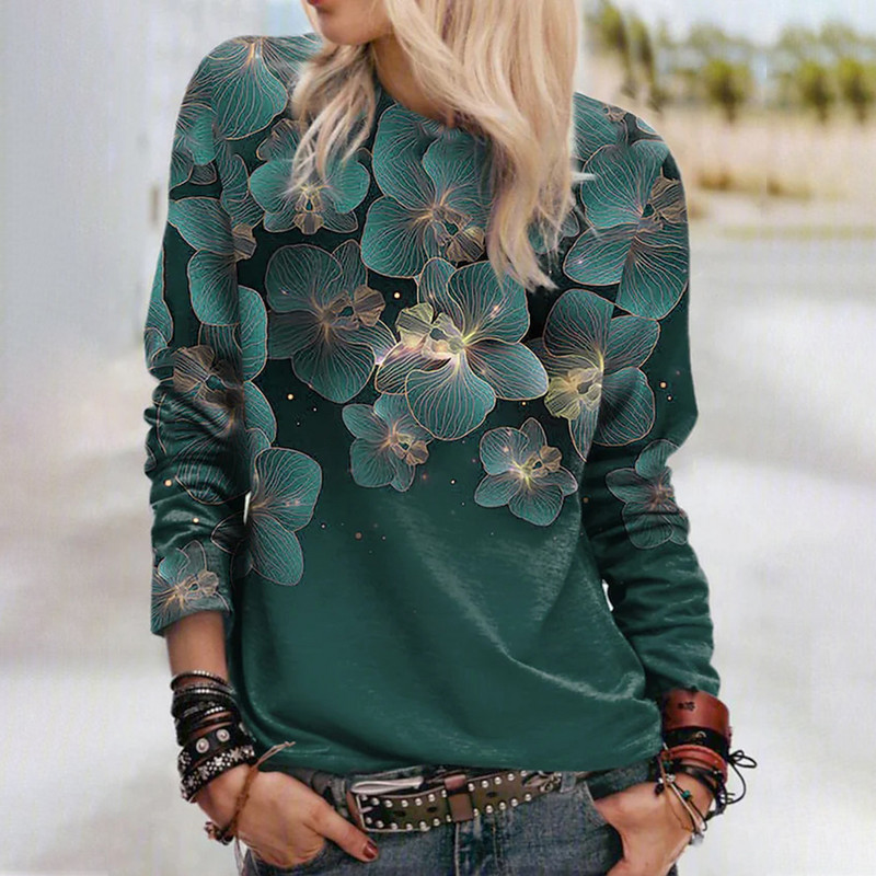 Γυναικεία μπλούζα μόδας 2022 Νέα 3D γυναικεία μακρυμάνικα μπλουζάκια Casual floral print μπλουζάκι για γυναικεία φθινοπωρινά Γυναικεία Y2k Ρούχα για κορίτσια