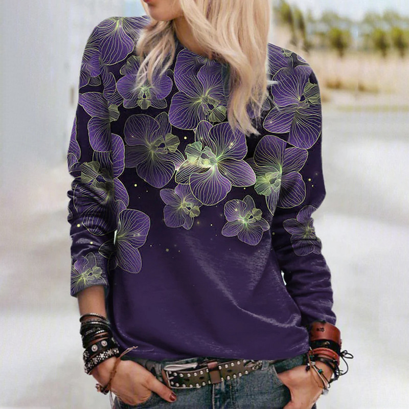 Γυναικεία μπλούζα μόδας 2022 Νέα 3D γυναικεία μακρυμάνικα μπλουζάκια Casual floral print μπλουζάκι για γυναικεία φθινοπωρινά Γυναικεία Y2k Ρούχα για κορίτσια