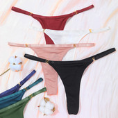 3 buc/set chiloți sexy pentru femei cu talie joasă din bumbac cu șnur Chiloți tanga pentru femei de culoare solidă, din metal, pantaloni, chiloți S-XL Lenjerie