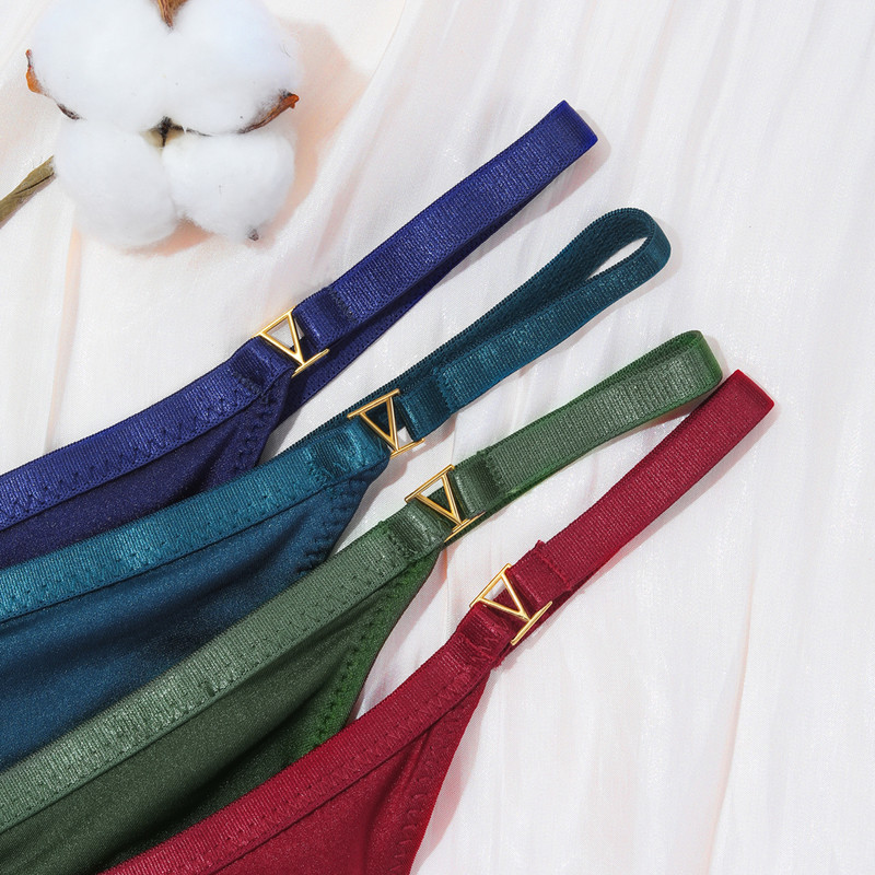 3 ks/sada sexi dámskych nohavičiek s nízkym pásom, bavlnené tangá, dámske jednofarebné kovové tričko, veľkosť S-XL