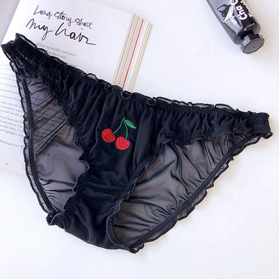6XL Dimensiune mare Dulci Femei Fantezie Sexy Dantela Femeii Lenjerie Tentație Chiloți cu talie joasă Broderie Fructe Ins Slip de damă din plasă