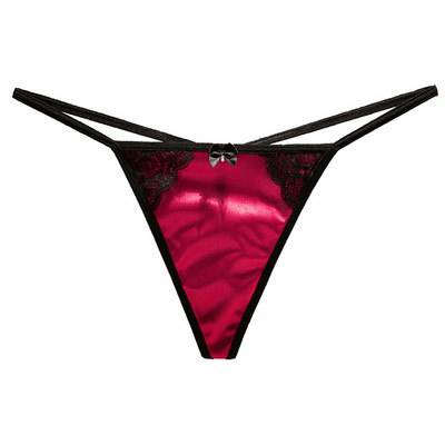 Tanga din satin de lux, sexy, fără urmă de tentație, din bumbac respirabil, cu talie joasă, pantaloni cu spatele în T Pantaloni de damă